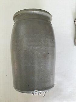 Vintage Hamilton & Jones Stoneware Salt Glazed Crock Late 1800s