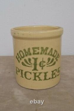 Vintage Homemade 1 Cent Pickles Stoneware Crock 1/2 gal USA As Seen on Friends