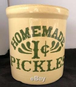 Vintage Homemade Pickles 1 cent Crock 1/2 Gallon Stoneware Seen on Friends