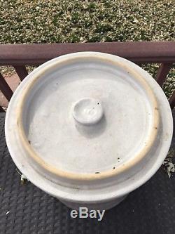 Vintage Large 10 Gallon Robinson Ransbottom Stoneware Crock with Lid