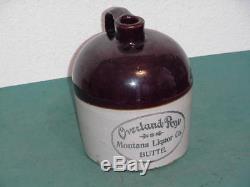 Vintage Overland Rye Montana Liquor Co. Crock Stoneware Jug Butte Montana