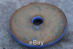 Vintage Primitive Rustic Cobalt Butter Churn Crock Stoneware Pottery with Lid