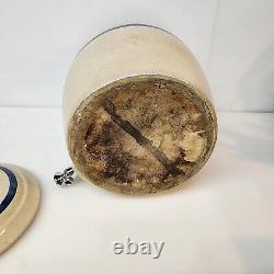 Vintage ROBINSON RANSBOTTOM Stoneware Pottery Blue Crown 2 Gal Crock Water Spout