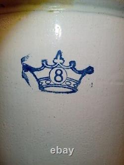 Vintage Ransbottom Robinson Royal Crown 8 Gallon Crock Very Clean Stoneware