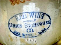 Vintage Red Wing 2 Gallon Union Stoneware Crock Jar- 4 1/4'' LONG WING LARGE