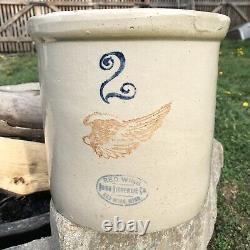 Vintage Red Wing Union Stoneware Co No 2 Gallon Crock Pottery Antique NICE