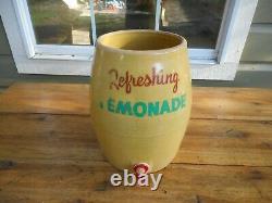 Vintage Refreshing Lemonade Yellow Crock Dispenser Jug U. S. A. Stoneware