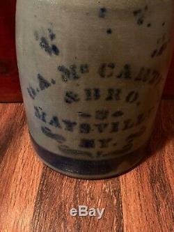 Vintage Stoneware Cobalt Blue GA McCarthy & Bros Jug Churn #2 Maysville KY Exc