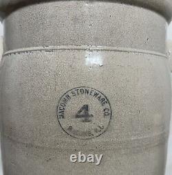 Vintage Stoneware Crock Macomb Stoneware Co Macomb IL Rare 4 Gallon