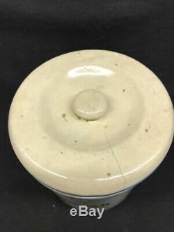 Vintage Stoneware Salt Glaze Canisters Set of Six Blue and White