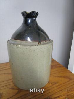 Vintage Two Tone Stoneware Crock Jug With Spout Farmhouse Primitive Syrup