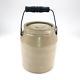 Vintage White Stoneware Crock Pottery With Lid & Wire Wood Handle