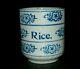 Vivid Blue & White Stenciled Snowflake Rice Canister Jar Stoneware Crock