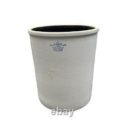 Vtg 8 Gallon Blue Crown Pottery Stoneware Crock Roseville Robinson Ransbottom