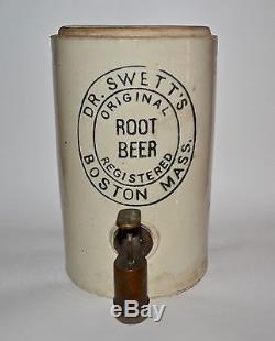 Vtg Antique 1890's Dr. Swett's Root Beer Soda Syrup Dispenser Stoneware Crock