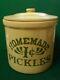 Vtg Crock Stoneware 2 Gallon With Lid Homemade Pickles 1 Cent