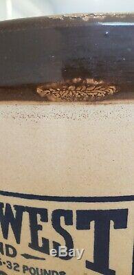 Vtg GOLDEN WEST 32 lbs Peanut butter Stoneware Crock. Los Angeles Rare with lid