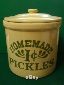 Vtg Homemade Pickles 1 cent Crock 2 Gal withLID Stoneware As seen on Friends