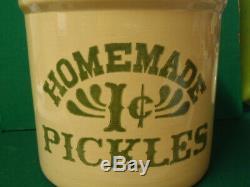 Vtg Homemade Pickles 1 cent Crock 2 Gal withLID Stoneware As seen on Friends