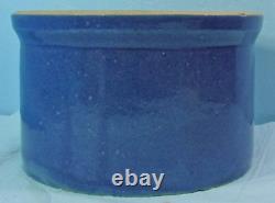 Vtg. Solid Blue Short Squat 5 Quart Stoneware Jar Monmouth Macomb Ruckles