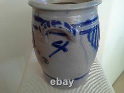 WESTERWALD Antique German Cobalt Grey Stoneware Salt Glazed Crock 10