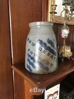 WOW! Rare Highly Decorated Cobalt NEW GENEVA P. A. POTTERY Stoneware Wax Sealer