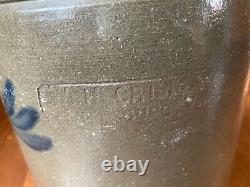 W H Crisman Strasburg VA Antique Crock Jar 1 G Stoneware Blue Decorated 1883-85