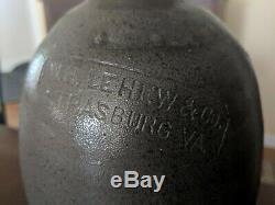 W. H. Lehew & Co Strasburg Virginia Stoneware Oyster Molasses Jar Shenandoah