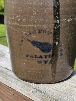West Virginia Wv Stenciled Stoneware Jar Palatine Pottery Pear Crock