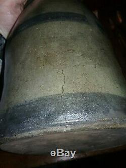Western Pa Decorated Striper Stoneware Canner