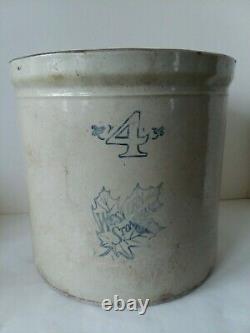 Western Pottery Stoneware Crock 4 Gallon 11 1/2 T x 12 D