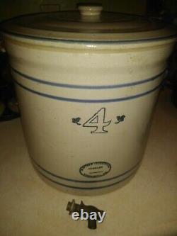 Western Stoneware COLD DRINK #4 4 Gallon Spigot original lid Clean RARE