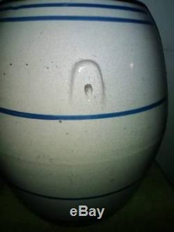 White Hall Stoneware Keg with Blue Bands Advertising National Pickle & Canning Co