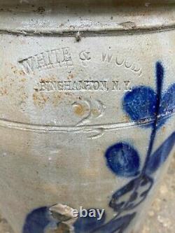 White and Wood stoneware antique 1880s crock