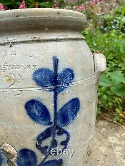 White and Wood stoneware antique 1880s crock