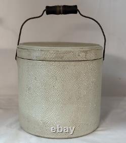 Whites Of Utica Early Stoneware Handled Crock With LID