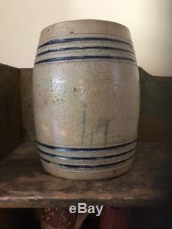 Wingender Haddonfield NJ Antique Primitive blue stoneware crock water cooler