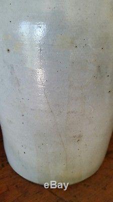Wonderful Antique Stoneware Crock. Three VIVID Brushed Cobalt Stripes. Aafa