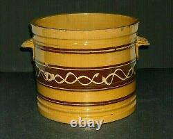 XLG (1835 1865) Mocha Ware Yellow Ware Storage Pantry Crock Staffordshire