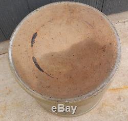 XLNT Antique 4 Gallon Salt Glaze Stoneware Crock, Cobalt Tornado Drop 8 Design