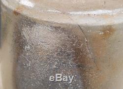 XLNT Antique 5 Gallon Midwestern Stoneware Churn, Salt Glaze, Cobalt Flower, Lid