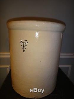 XL 12 Gallon Antique Stoneware Crock Pfaltzgraff York PA Jug Salt Glazed 18x16