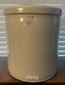 XL Antique Primitive Stoneware Crock 12 Gallon with Blue Heart for Pickling
