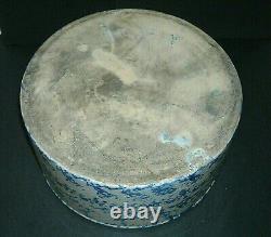 XX Large (5 1/4 X 11 1/4) Blue & White Spongeware Cake Crock Stoneware